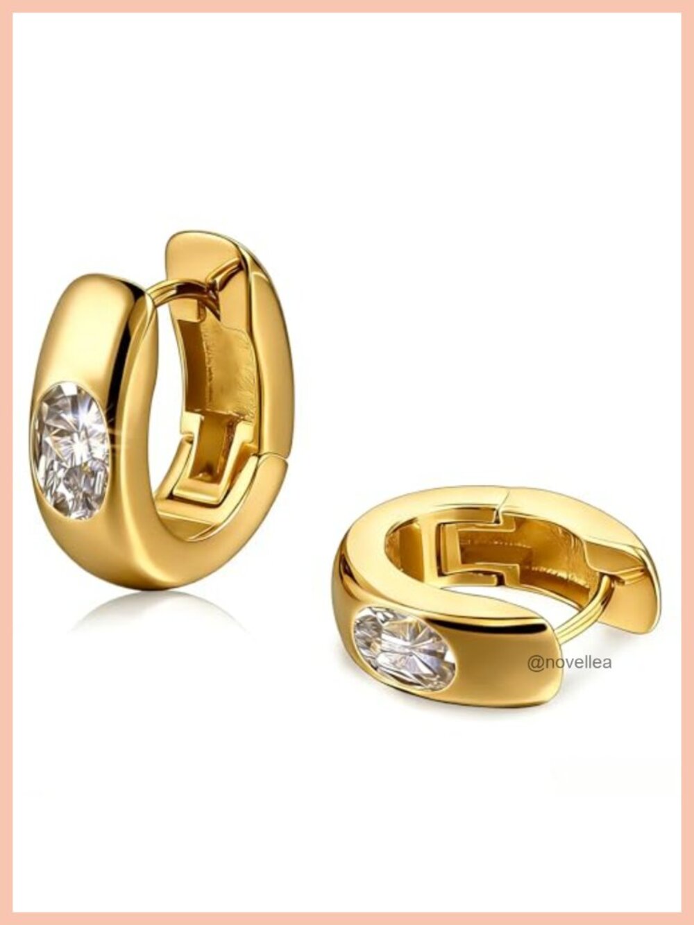 18K Gold Plated S925 Silver Oval Hoop Earrings Hypoallergenic Snap Back